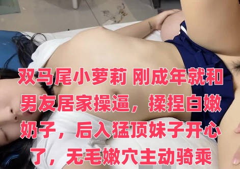 双马尾小萝莉 刚成年就和男友居家操逼，揉捏白嫩奶子，后入猛顶妹子开心了，无毛嫩穴主动骑乘【气的强吻后狠狠的狂操】